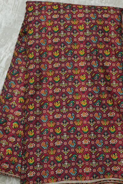 Semi Rawsilk Traditional Patola Design Printed Fabric