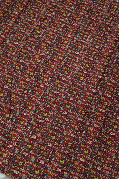 Semi Rawsilk Traditional Patola Design Printed Fabric