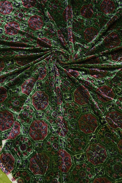 Pure Velvet Ajrak Printed Fabric