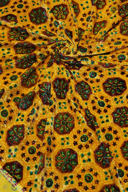 Pure Velvet Ajrak Printed Fabric