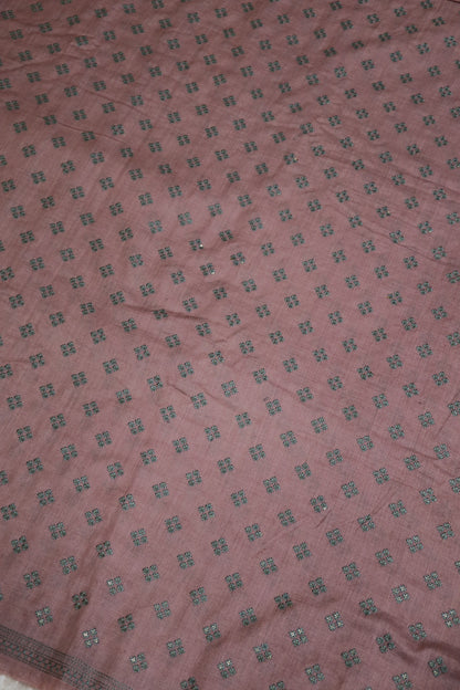 Pure Moonga Tussar Geometric Embroidered Fabric