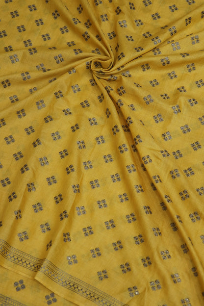 Pure Moonga Tussar Geometric Embroidered Fabric