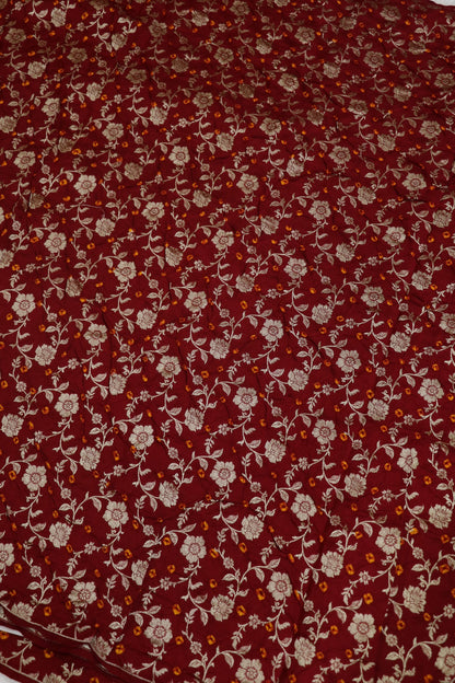 Pure Chiniya Silk Gold Zari Jaal Woven Bandhani Fabric