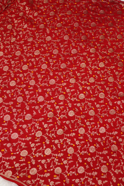 Pure Chiniya Silk Gold Zari Jaal Woven Bandhani Fabric