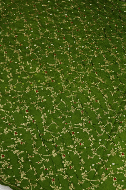 Pure Chiniya Silk Gold Zari Jaal Woven Bandhani Fabric