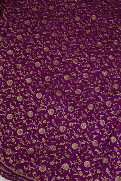 Pure Chiniya Silk Gold Zari Jaal Woven Bandhani Fabric