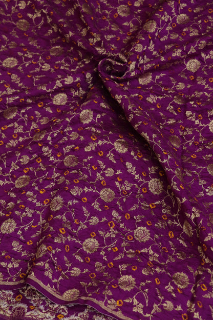 Pure Chiniya Silk Gold Zari Jaal Woven Bandhani Fabric