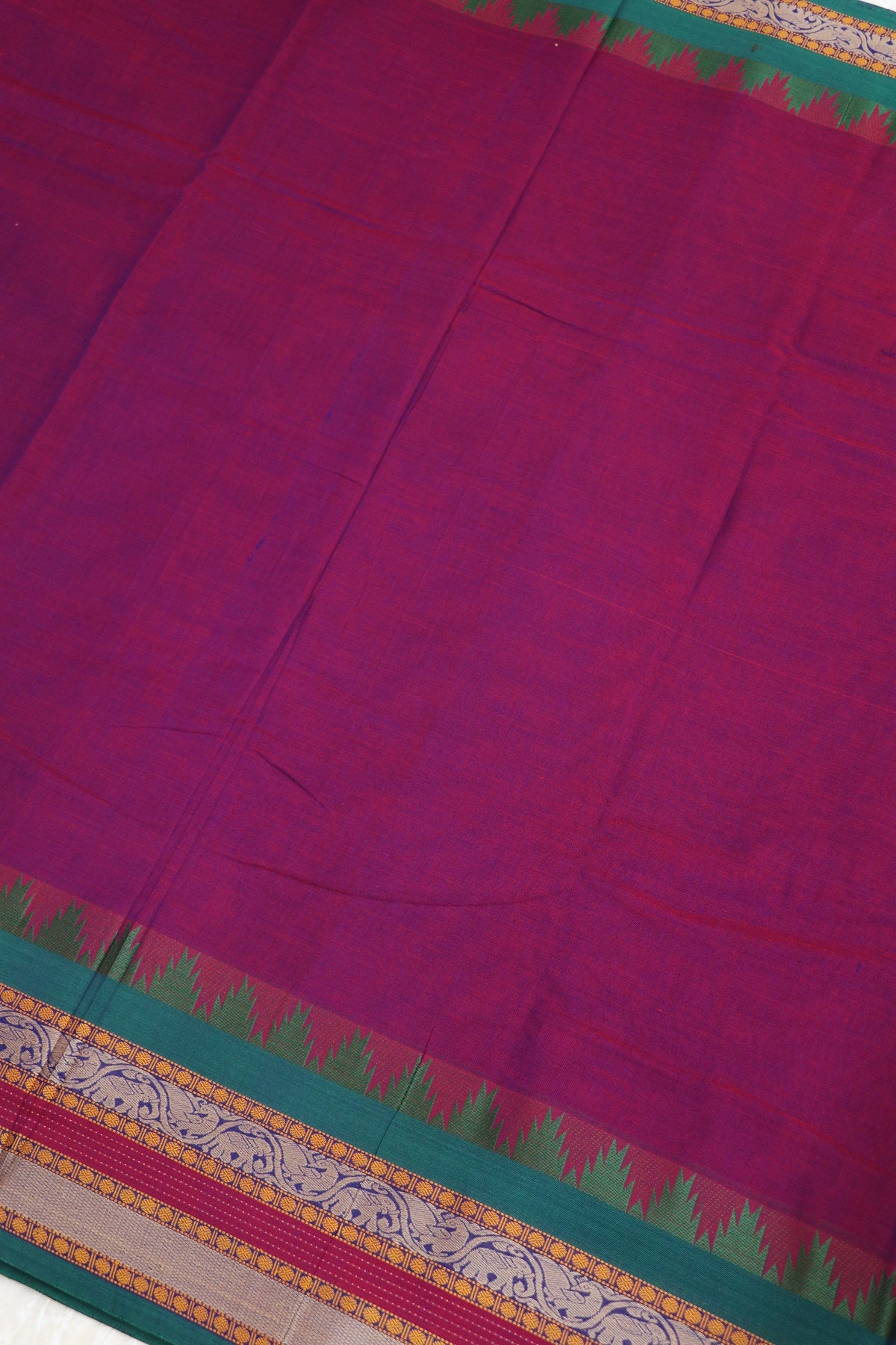 Naryanpet Cotton With Traditional Rudraksha & Elephant Peacock Border