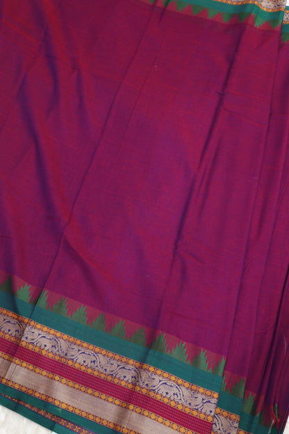 Naryanpet Cotton With Traditional Rudraksha & Elephant Peacock Border