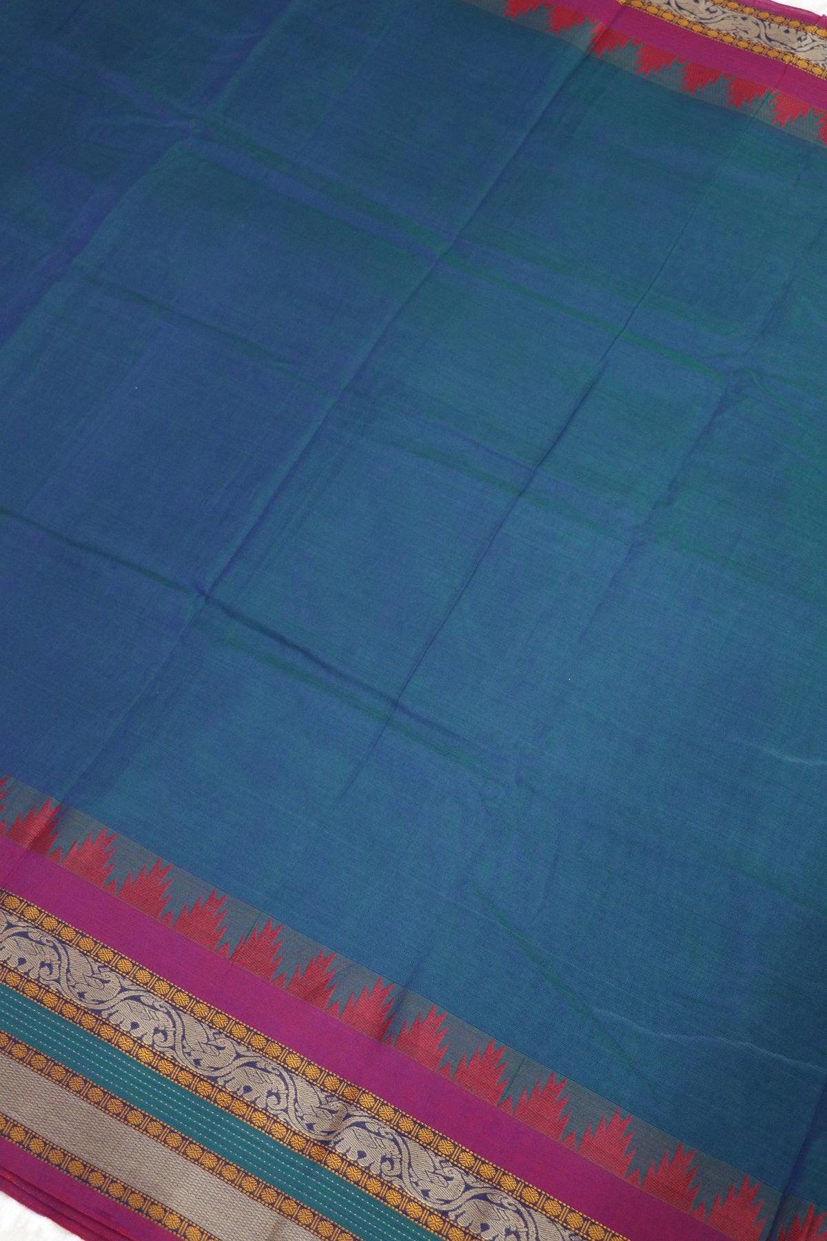 Naryanpet Cotton With Traditional Rudraksha & Elephant Peacock Border