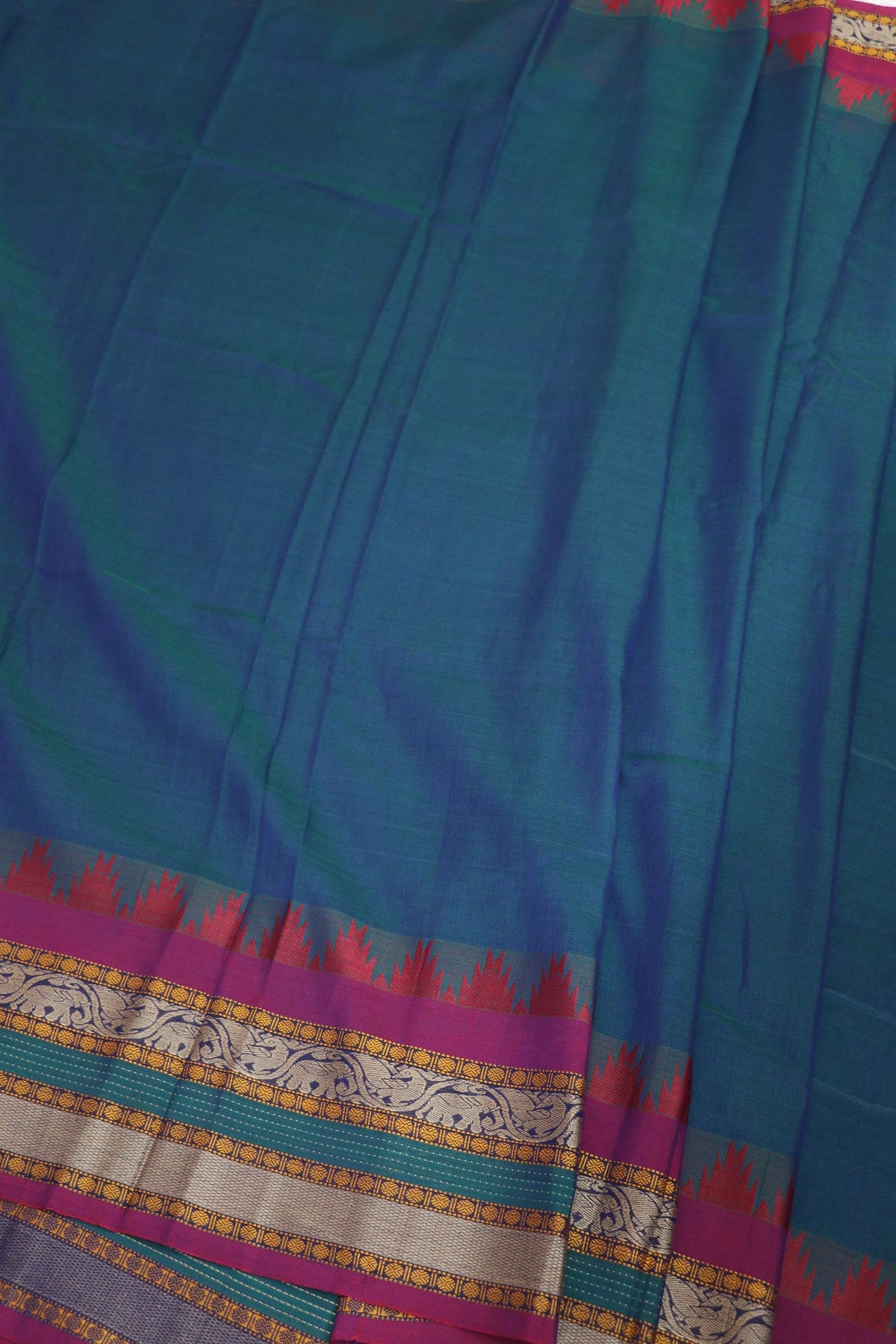 Naryanpet Cotton With Traditional Rudraksha & Elephant Peacock Border