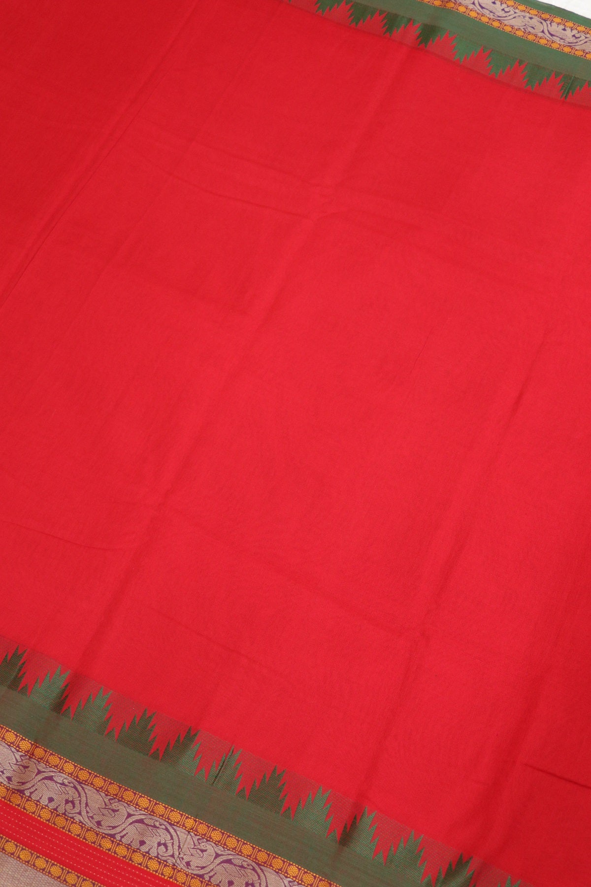 Naryanpet Cotton With Traditional Rudraksha & Elephant Peacock Border