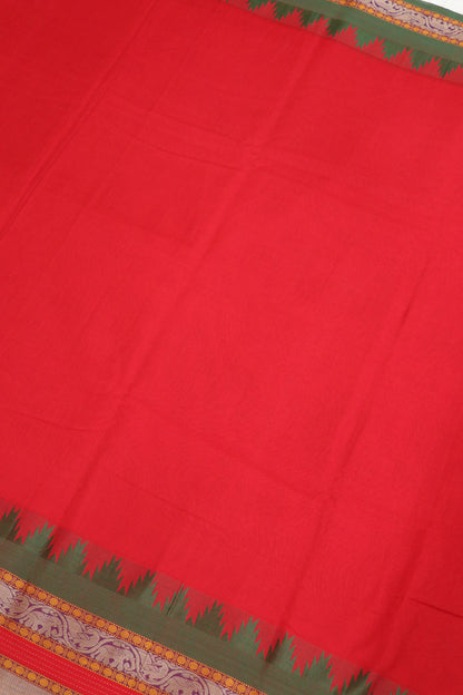 Naryanpet Cotton With Traditional Rudraksha & Elephant Peacock Border