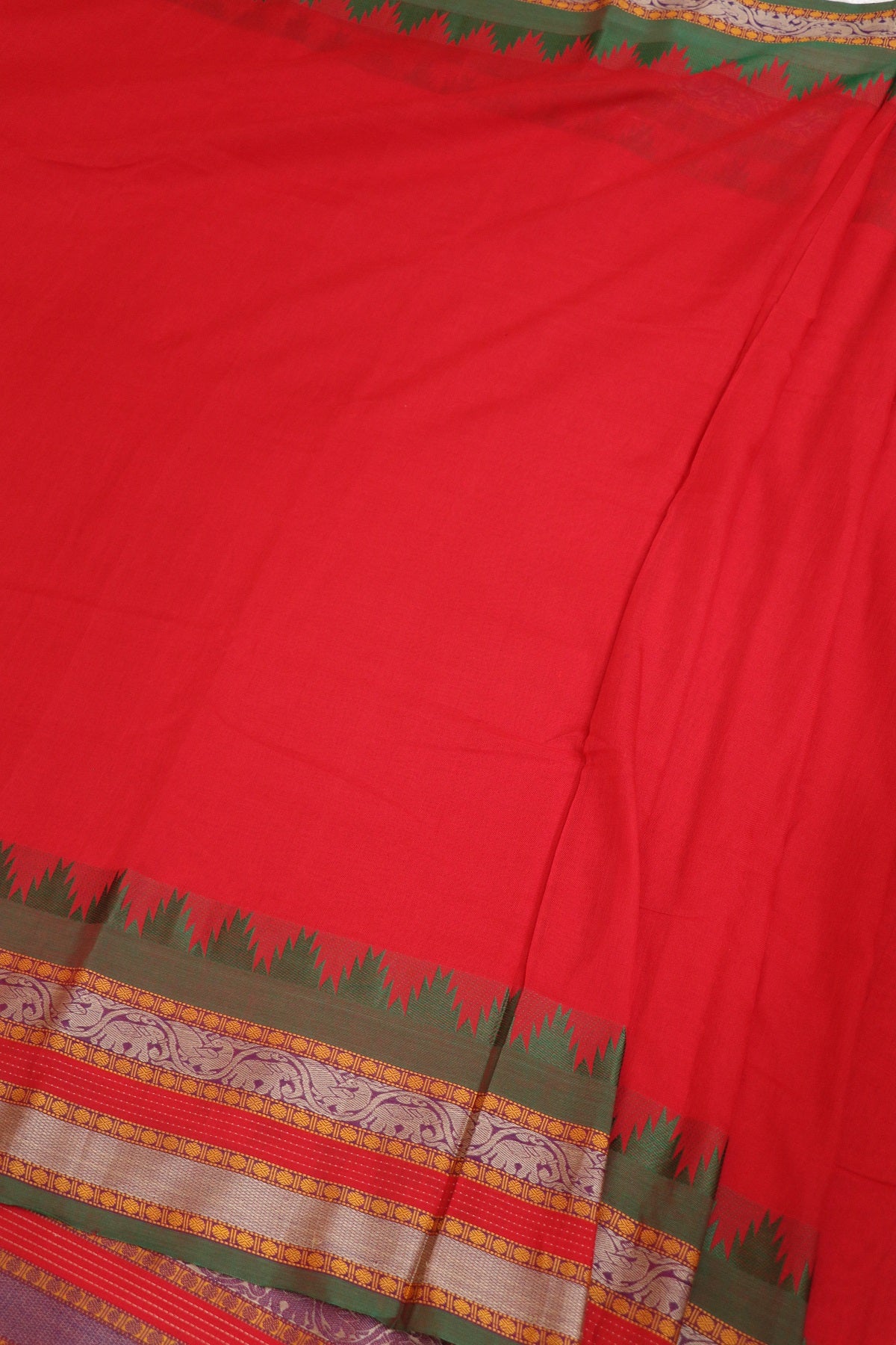 Naryanpet Cotton With Traditional Rudraksha & Elephant Peacock Border