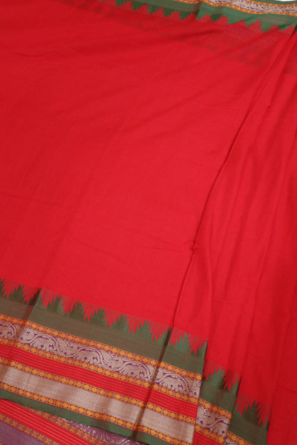 Naryanpet Cotton With Traditional Rudraksha & Elephant Peacock Border