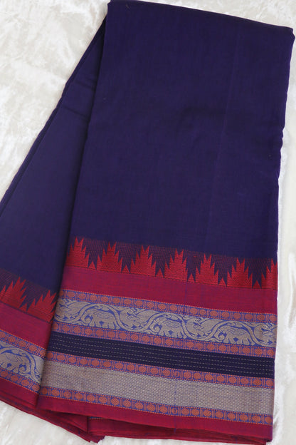 Naryanpet Cotton With Traditional Rudraksha & Elephant Peacock Border