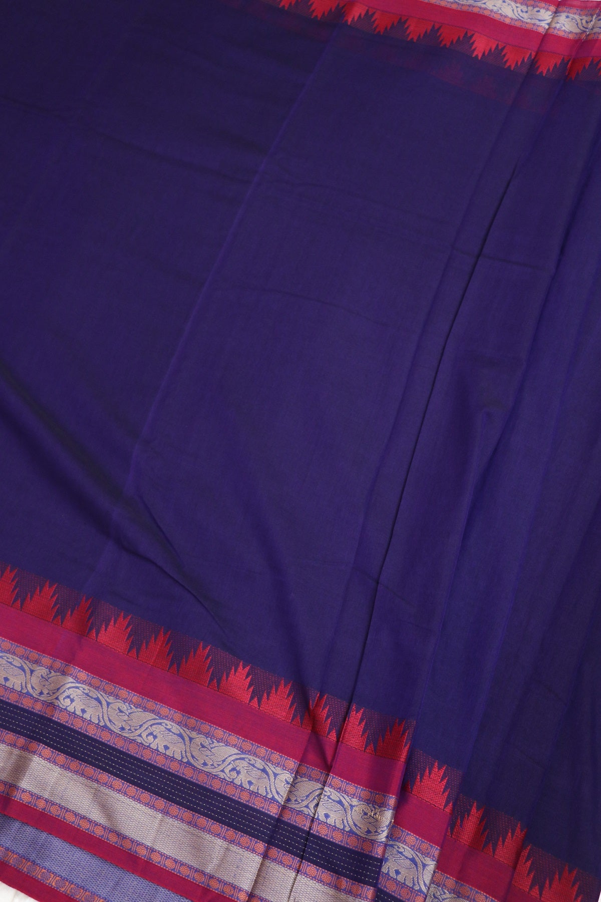 Naryanpet Cotton With Traditional Rudraksha & Elephant Peacock Border