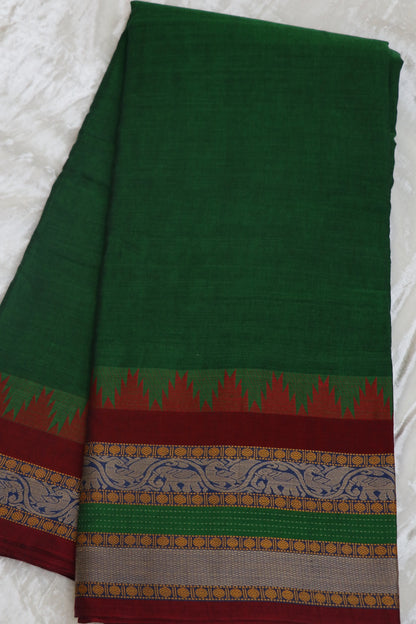 Naryanpet Cotton With Traditional Rudraksha & Elephant Peacock Border