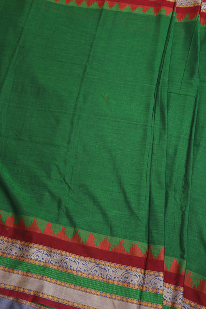 Naryanpet Cotton With Traditional Rudraksha & Elephant Peacock Border