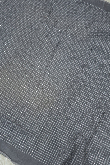 Flat RawSilk Diamond Shape Mirror Embroidered Fabric