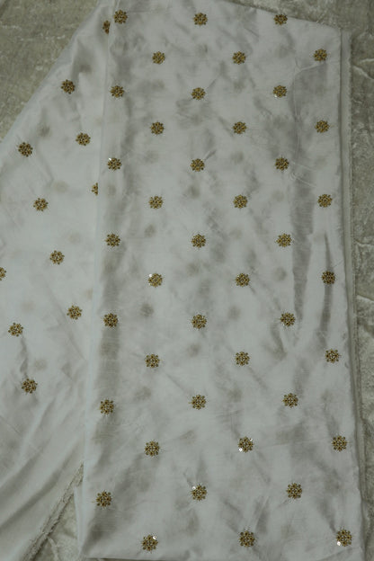 Falling Rawsilk Zari Thread Embroidered Butties Dyeable Fabric