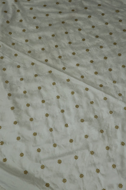 Falling Rawsilk Zari Thread Embroidered Butties Dyeable Fabric