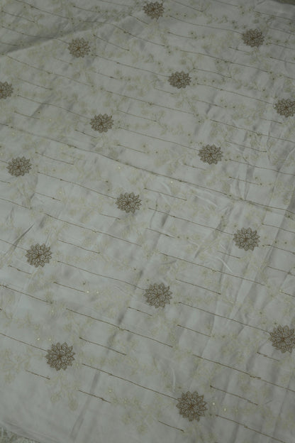 Mulberry Silk Asymmetrical Embroidered White Dyeable Fabric