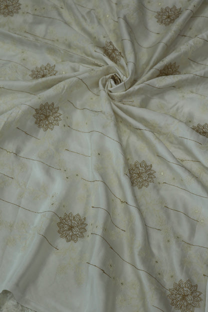 Mulberry Silk Asymmetrical Embroidered White Dyeable Fabric