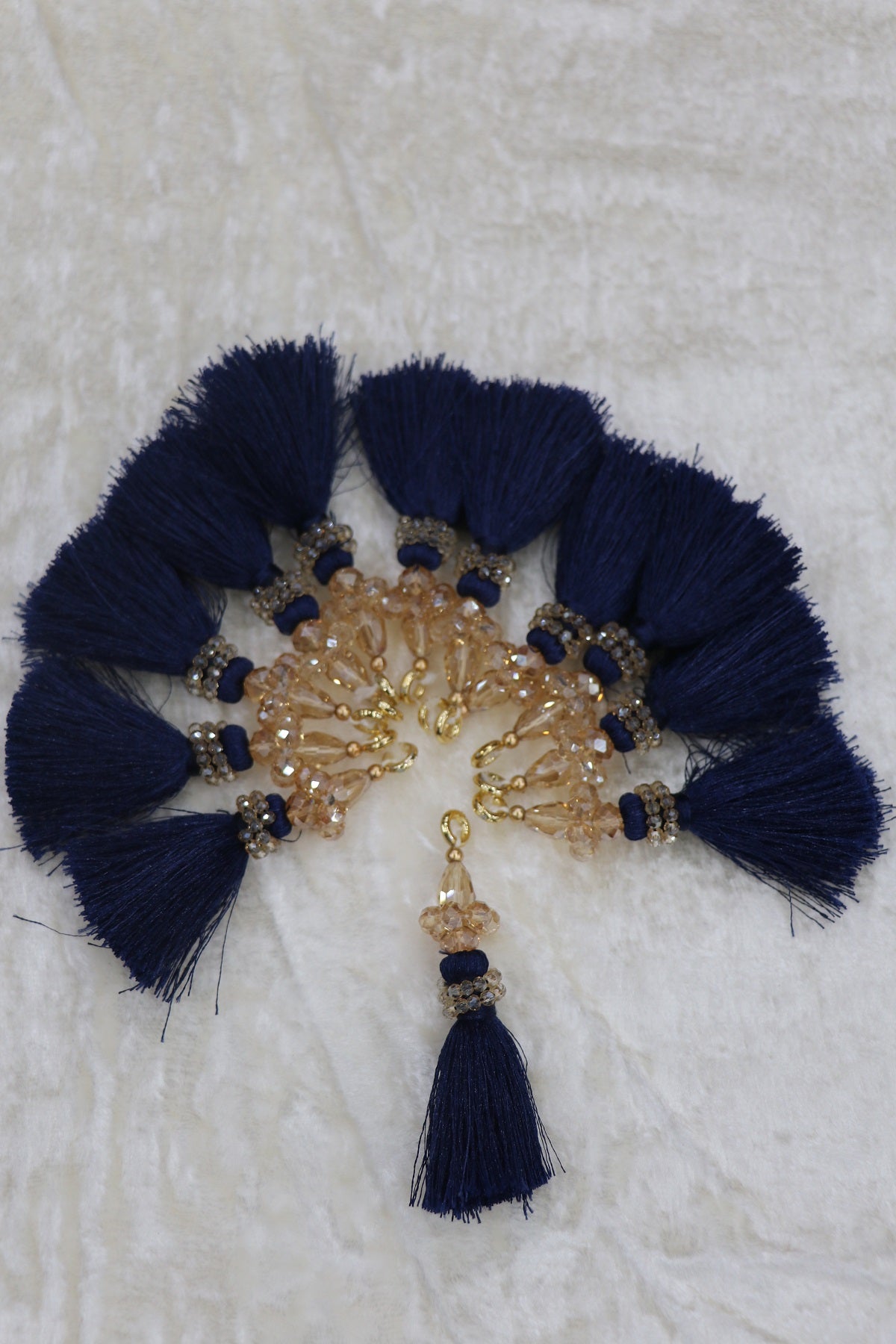 Saree Pallu Tassels With Small & Big Glass Crystal Beads