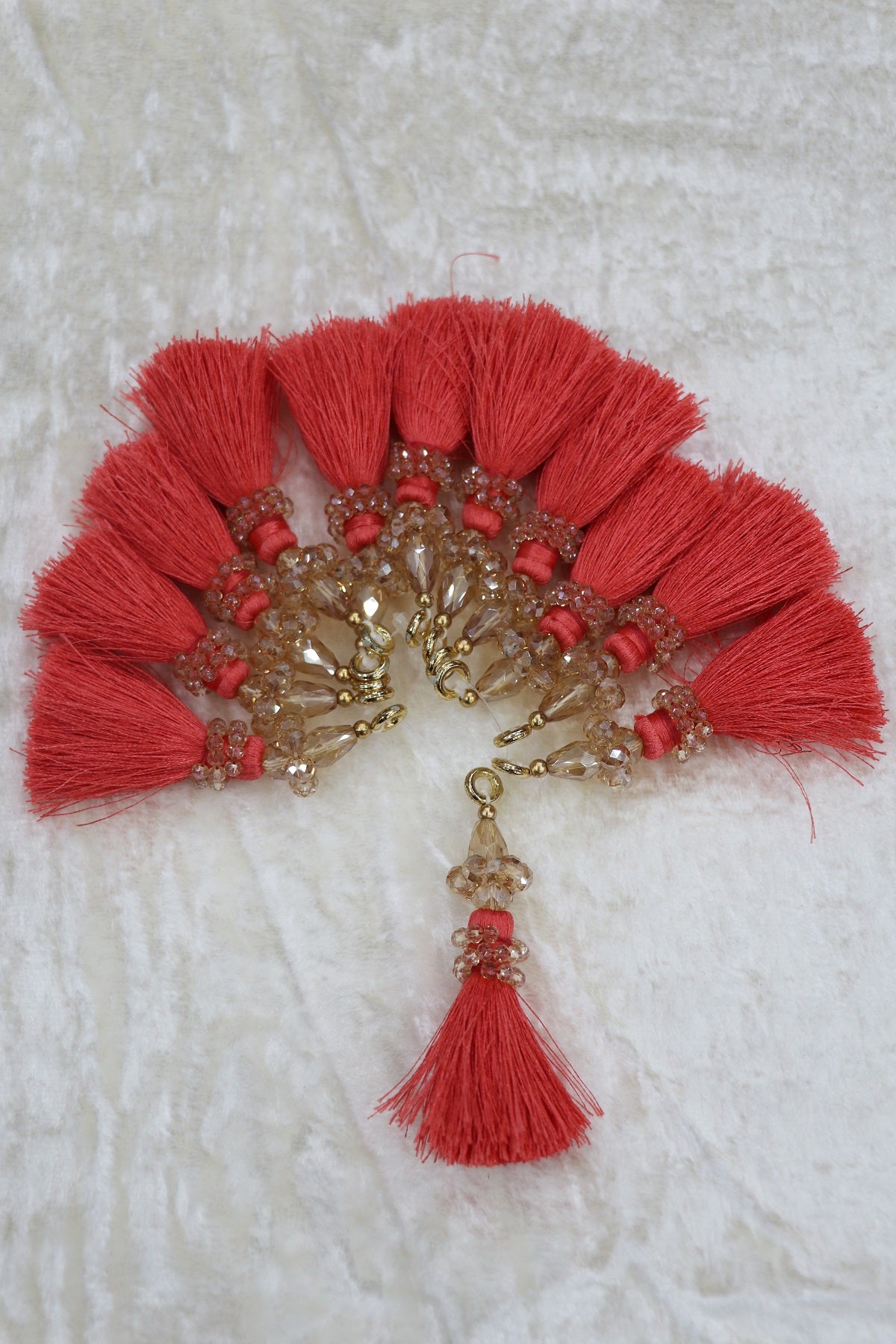 Saree Pallu Tassels With Small & Big Glass Crystal Beads