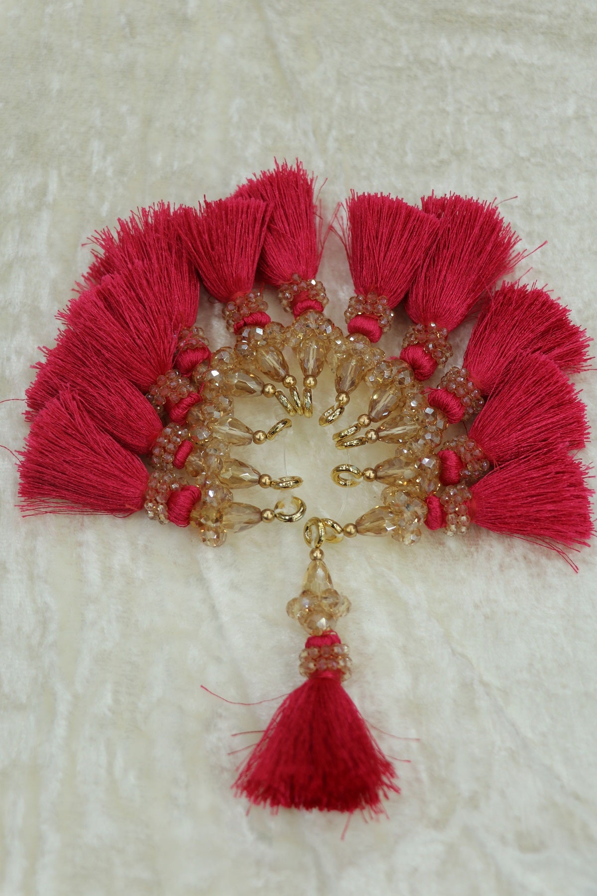 Saree Pallu Tassels With Small & Big Glass Crystal Beads