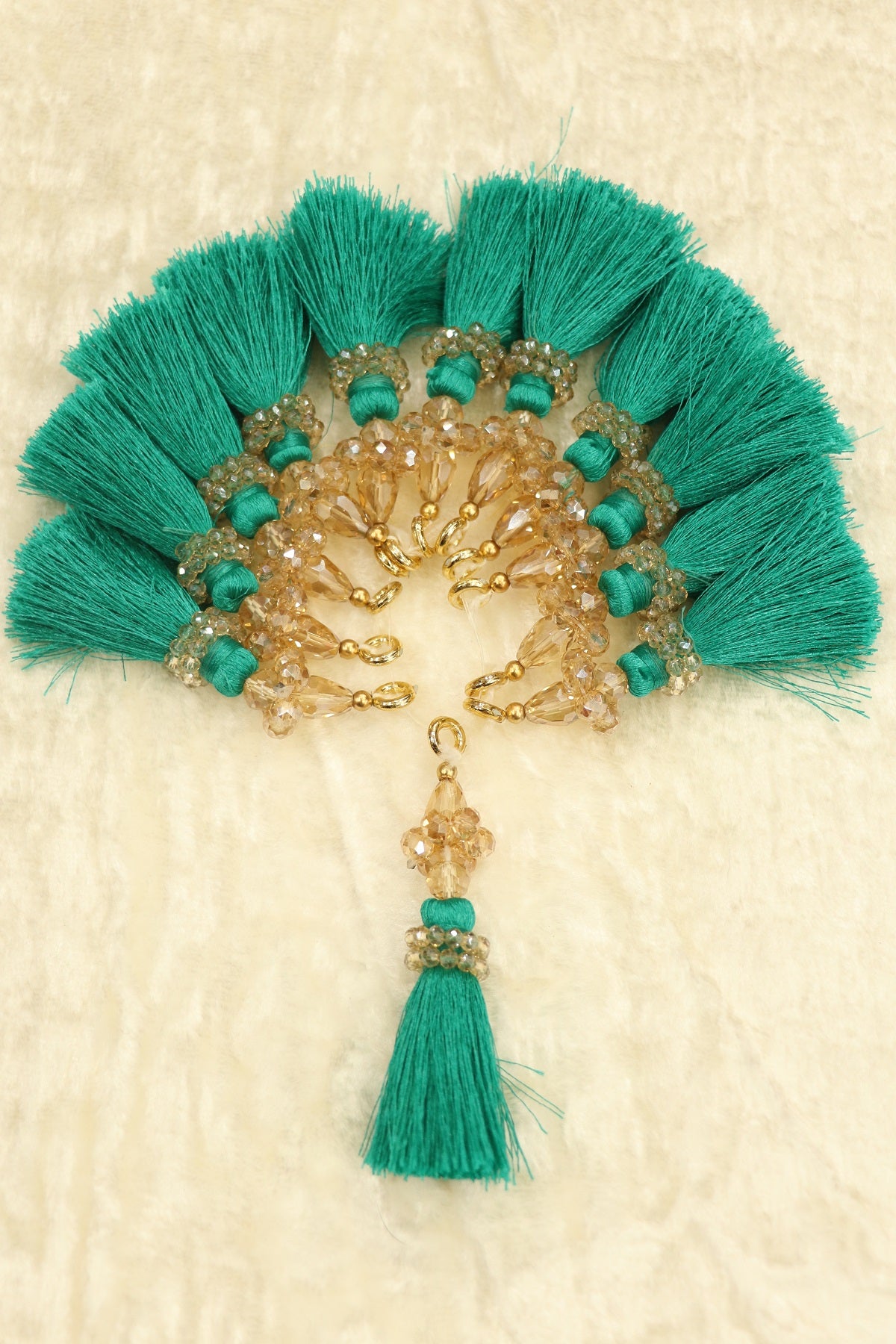 Saree Pallu Tassels With Small & Big Glass Crystal Beads