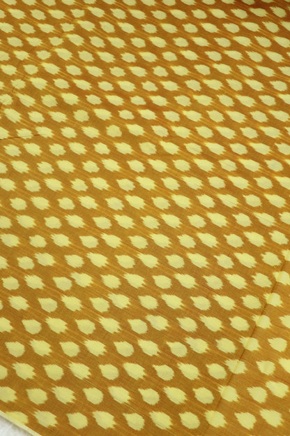Mustard Yellow Mercerised Ikkat With Light Lemon Yellow Woven Designed Fabric