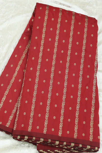 Banaras Floral Butties & Vertical Gold Zari Woven Fabric