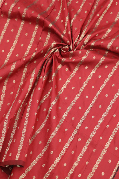 Banaras Floral Butties & Vertical Gold Zari Woven Fabric