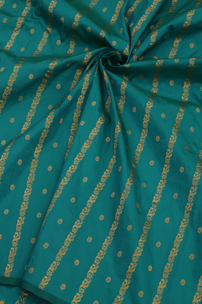 Banaras Floral Butties & Vertical Gold Zari Woven Fabric