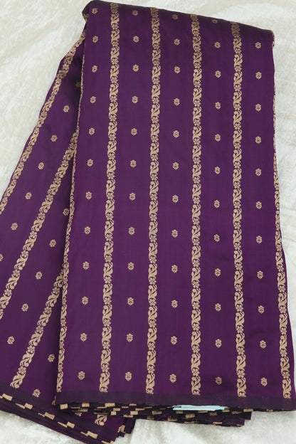 Banaras Floral Butties & Vertical Gold Zari Woven Fabric