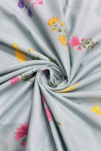 Mughal Floral Printed Pure Cotton Fabric