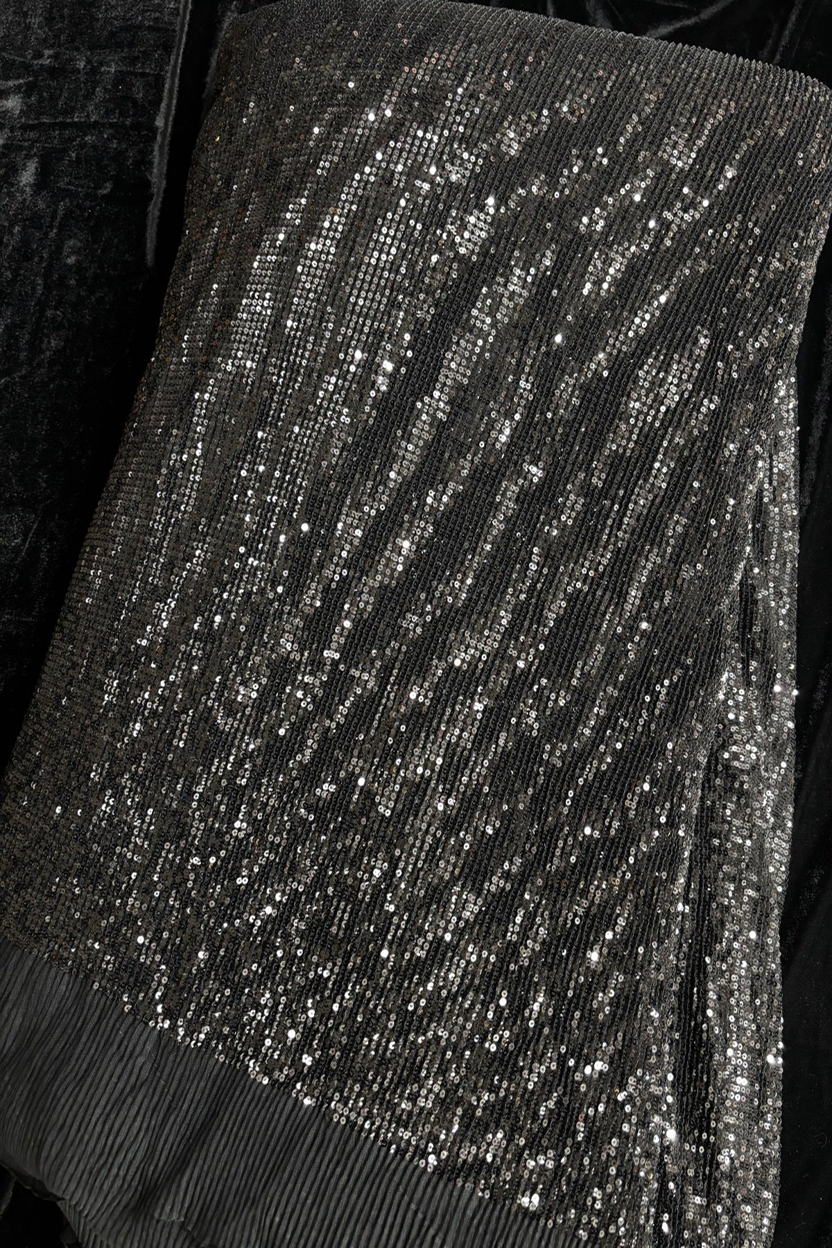 2MM Sequins Embroidered Crushed Net Fabric