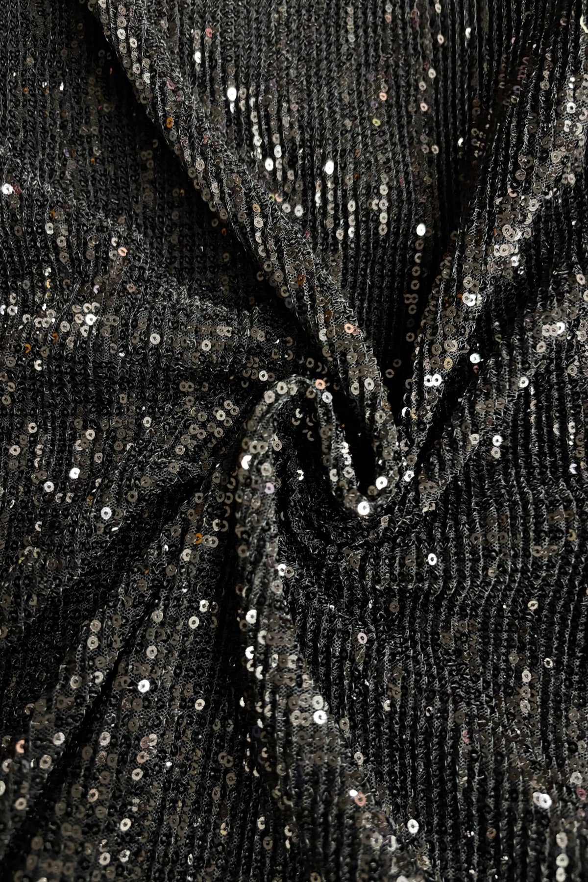 2MM Sequins Embroidered Crushed Net Fabric