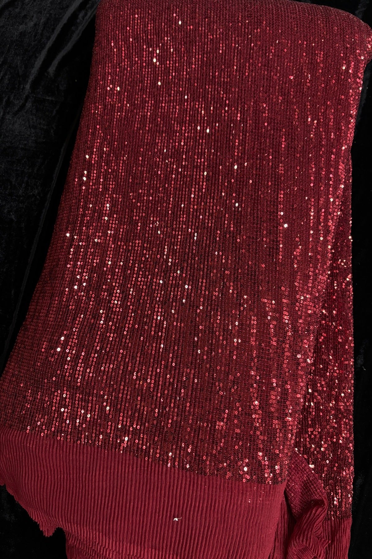 2MM Sequins Embroidered Crushed Net Fabric