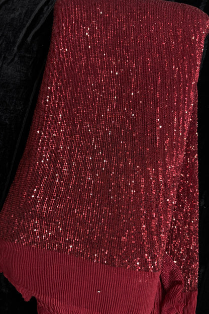 2MM Sequins Embroidered Crushed Net Fabric