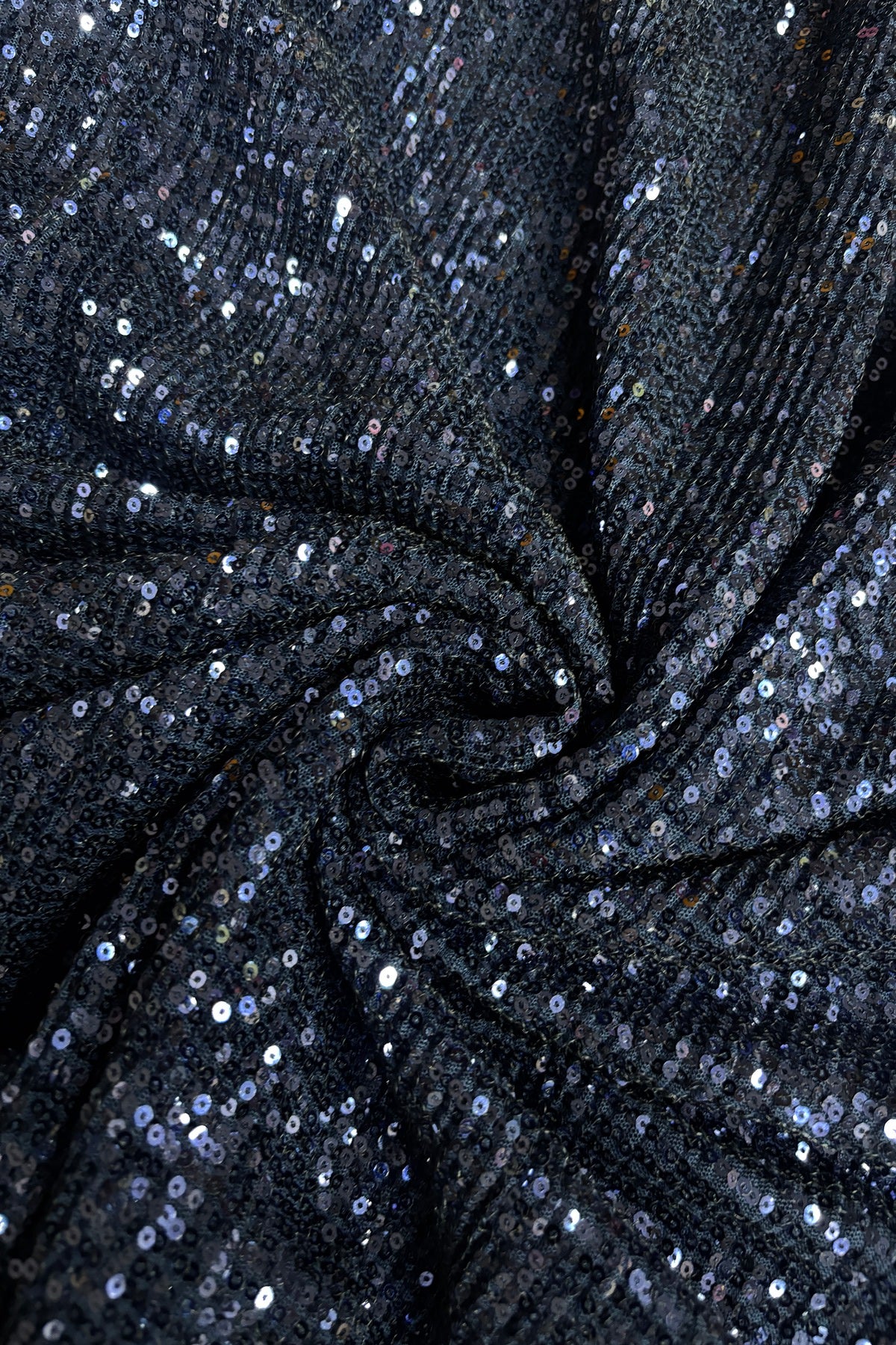 2MM Sequins Embroidered Crushed Net Fabric