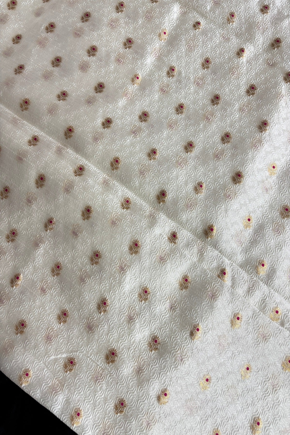 Meenakari Floral Woven 3D Embossed Dyeable Pure Banaras Silk Fabric