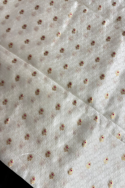 Meenakari Floral Woven 3D Embossed Dyeable Pure Banaras Silk Fabric