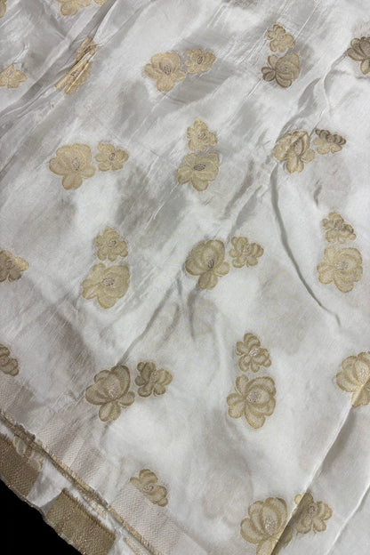 Lotus Flowers Woven Dyeable Dola Silk