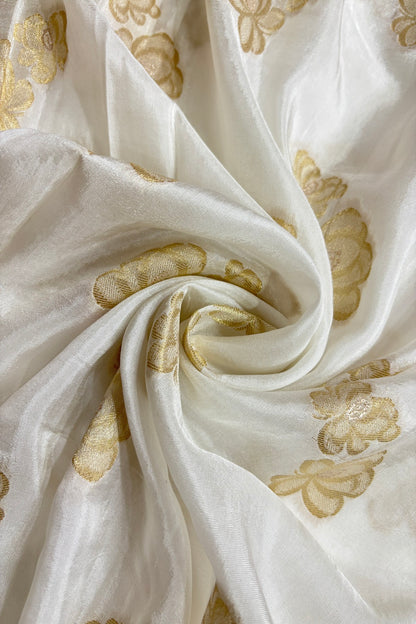 Lotus Flowers Woven Dyeable Dola Silk
