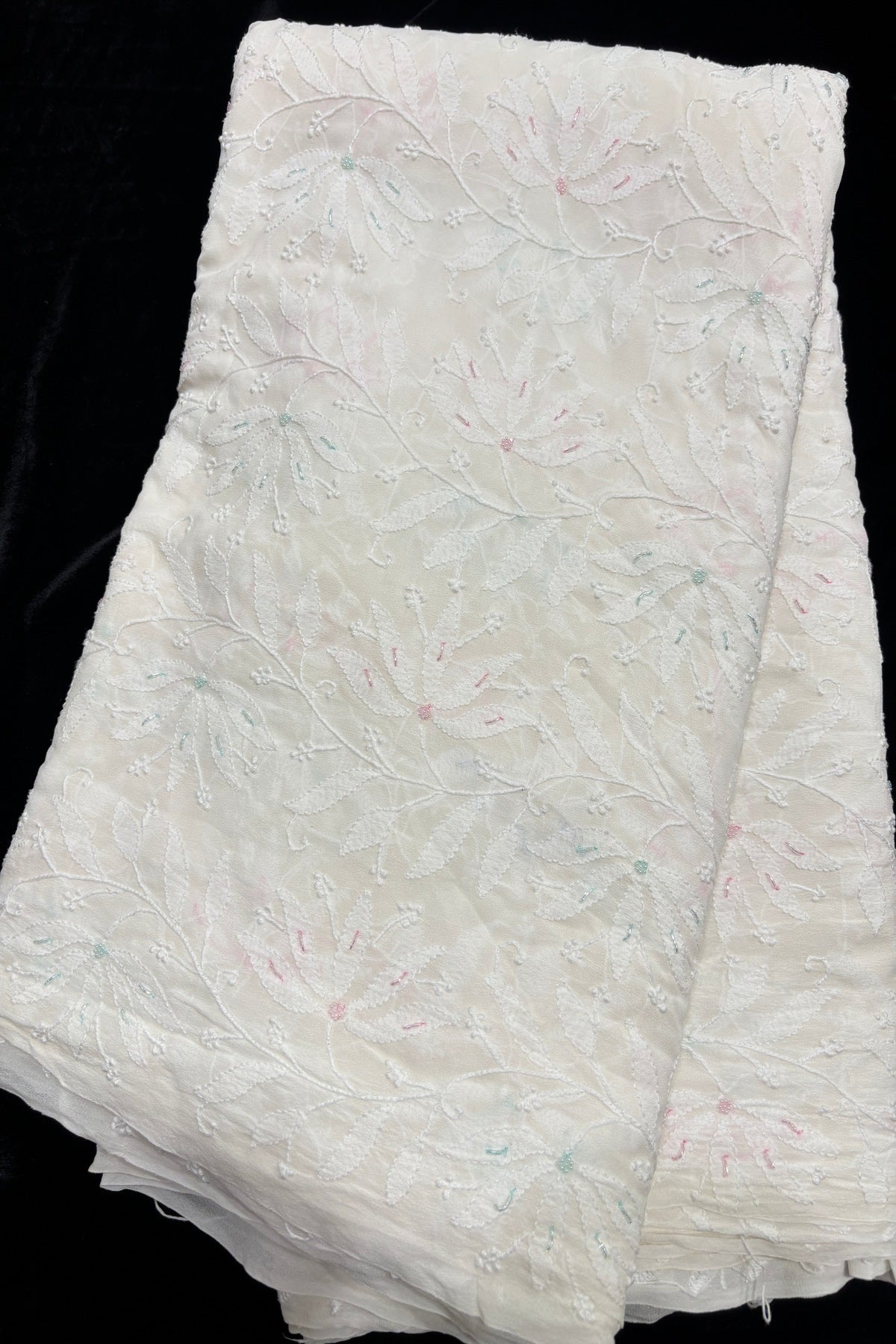 CutBeads Highlighted Chikankari Embriodered Pure Georgette Fabric