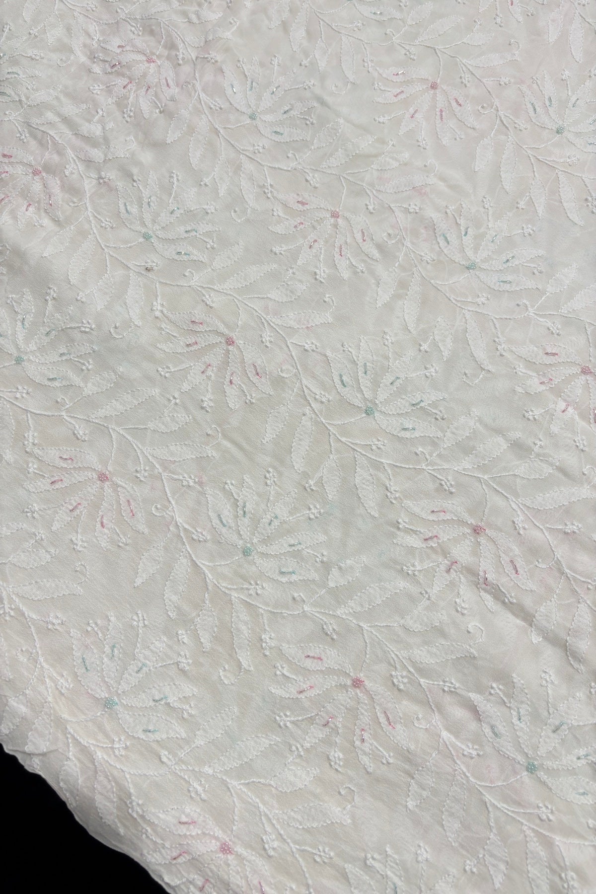 CutBeads Highlighted Chikankari Embriodered Pure Georgette Fabric