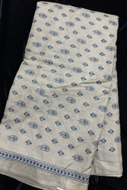 Cypress Floral Buta Embroidered Pure Tussar Fabric